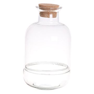 Glas Pflanzen Terrarium CORBINIAN mit Korkdeckel, recycelt, klar, 25cm, Ø14cm Glas Pflanzen Terrarium CORBINIAN mit Korkdeckel, recycelt, klar, 25cm, Ø14cm