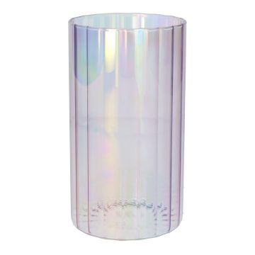 Blumen Vase BLANDINA, Glas, Rillen, lila-irisierend-transparent, 18cm, Ø10cm Blumen Vase BLANDINA, Glas, Rillen, lila-irisierend-transparent, 18cm, Ø10cm