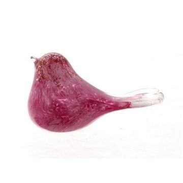 Dekofigur Vogel ABOLLA aus Glas, pink-transparent, 12x7x7cm