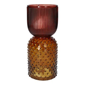 Tischvase Glas ELEANORA mit Rillen Punkten, amber-rot-klar, 20cm, Ø8cm Tischvase Glas ELEANORA mit Rillen Punkten, amber-rot-klar, 20cm, Ø8cm