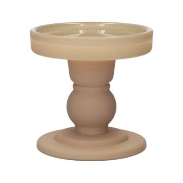 Kerzenständer Stumpenkerze KLEOFINA aus Glas, mit Fuß, beige-matt, 8,5cm, Ø8,5cm Kerzenständer Stumpenkerze KLEOFINA aus Glas, mit Fuß, beige-matt, 8,5cm, Ø8,5cm