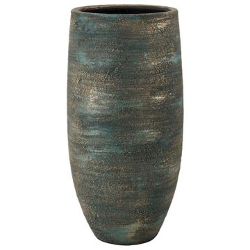 Keramik Blumenvase AETIOS, Farbverlauf, blau-gold, 35cm, Ø18cm