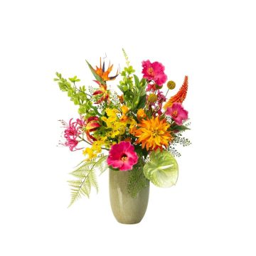Dekoblumenstrauß FEME, pink-orange-grün, 75cm, Ø45cm Dekoblumenstrauß FEME, pink-orange-grün, 75cm, Ø45cm