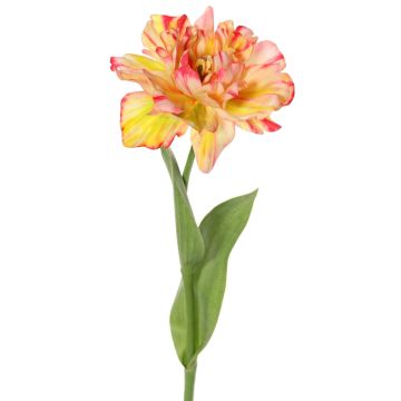 Kunst Papageien Tulpe STEFANIE, gelb-pink, 65cm, Ø14cm