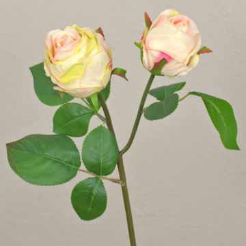 Kunstblume Rose RENATUS, creme-rosa, 45cm, Ø6-8cm