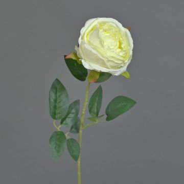 Plastik Blume Rose CHERLEN, weiß-gelb, 65cm, Ø10cm