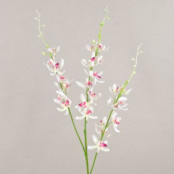 Künstlicher Blumenzweig Cymbidium Orchidee MONDEGO, weiß-pink, 95cm, Ø4-7cm