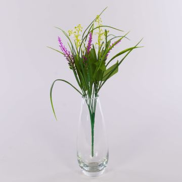Kunst Blumenstrauß SIVIKELO, Maiglöckchen, Lavendel, Steckstab, violett-weiß, 40cm