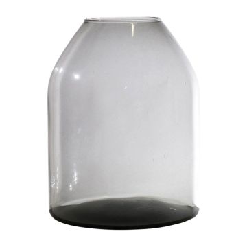 Blumenvase Glas HELVIA, recycelt, grau-klar, 25cm, Ø19cm
