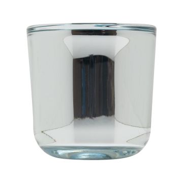 Teelichthalter NICK aus Glas, glänzend-silber, 7,5cm, Ø7,5cm Teelichthalter NICK aus Glas, glänzend-silber, 7,5cm, Ø7,5cm