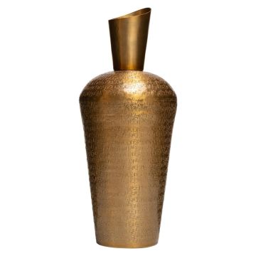 Dekoflasche Metallvase VICTORINO, Struktur, gold, 41cm, Ø16,5cm