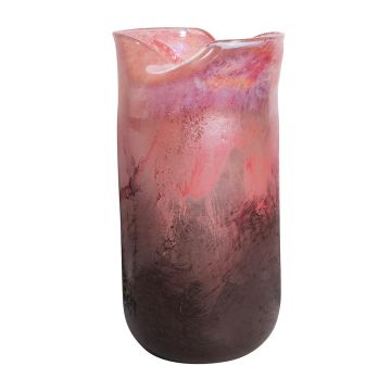 Glasvase PEPA, Öffnung gefaltet, multi-pink-klar, 41,5cm, Ø20cm