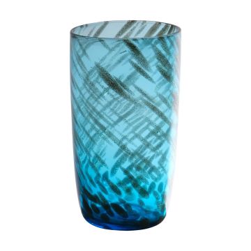 Tischvase MARICAR aus Glas, mit Muster, blau-gold-klar, 14,5cm, Ø8cm