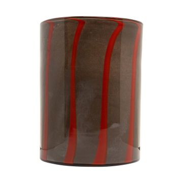 Zylinder Glasvase ELISEO, Linienmuster, braun-orange-klar, 25cm, Ø19cm