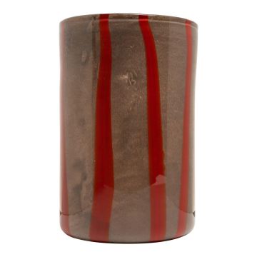Zylinder Glasvase ELISEO, Linienmuster, braun-orange-klar, 30cm, Ø19cm