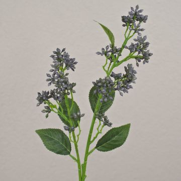 Kunst Viburnum Zweig LABIBA mit Knospen, blau, 60cm, Ø2,5-5cm