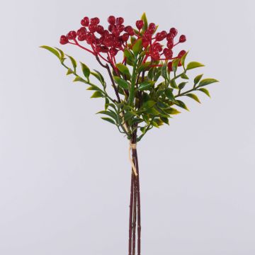 Fake Zweig Vogelbeere ELNATAN, Bund, Früchte, rot, 30cm