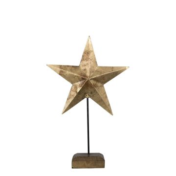 Deko Stern DORANA aus Metall, Holzfuß, gold, 15x9x27cm