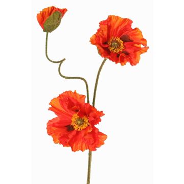 Dekozweig Mohnblume PEJA, orange-rot, 90cm, Ø11-13cm