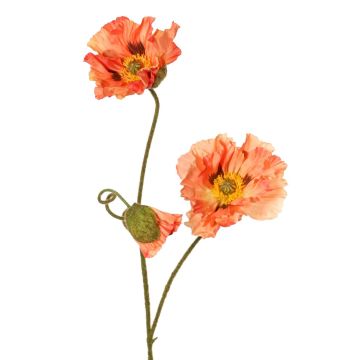 Dekozweig Mohnblume PEJA, pfirsich, 90cm, Ø11-13cm