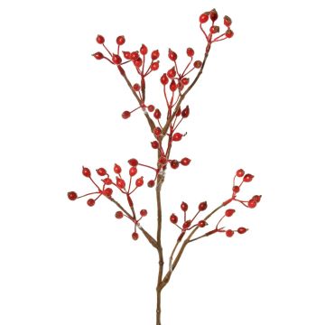 Künstlicher Zweig Heckenrose HIKERNO mit Hagebutten, rot, 60cm