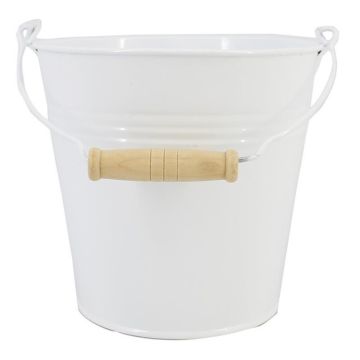Zinkeimer MAUREA mit Buchenholz Henkel, weiß, 19cm, Ø20cm Zinkeimer MAUREA mit Buchenholz Henkel, weiß, 19cm, Ø20cm