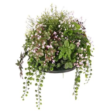 Künstliches Blumengesteck Fleißiges Lieschen DANFIR, Minze, Farn, Klee, weiß-grün, 50cm, Ø32cm Künstliches Blumengesteck Fleißiges Lieschen DANFIR, Minze, Farn, Klee, weiß-grün, 50cm, Ø32cm