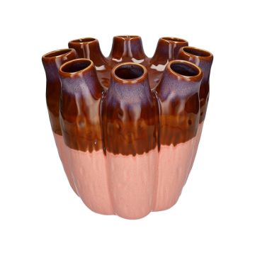 Blumenvase WIKTORIA aus Keramik, mit 8 Öffnungen, lila-braun-rosa, 24cm, Ø24cm Blumenvase WIKTORIA aus Keramik, mit 8 Öffnungen, lila-braun-rosa, 24cm, Ø24cm