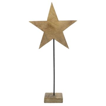 Deko Figur Stern aus Holz LINDAL, Holzfuß, natur, 39x14,5x80cm
