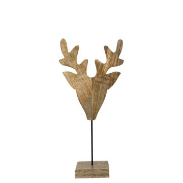 Deko Figur Hirsch aus Holz LINDAL, Holzfuß, natur, 26x15x60cm