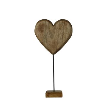 Deko Figur Herz aus Holz LINDAL, Holzfuß, natur, 18x8x35cm