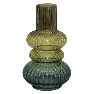 Tischvase Glas SIGURD mit Rillen, braun-cognac-blau-klar, 25,2cm, Ø14,6cm Tischvase Glas SIGURD mit Rillen, braun-cognac-blau-klar, 25,2cm, Ø14,6cm