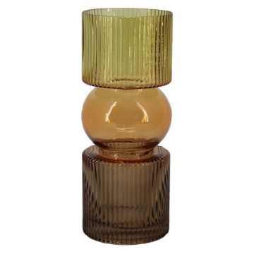 Tischvase Glas NIAMH mit Rillen, cognac-amber-braun-klar, 25,3cm, Ø10cm Tischvase Glas NIAMH mit Rillen, cognac-amber-braun-klar, 25,3cm, Ø10cm