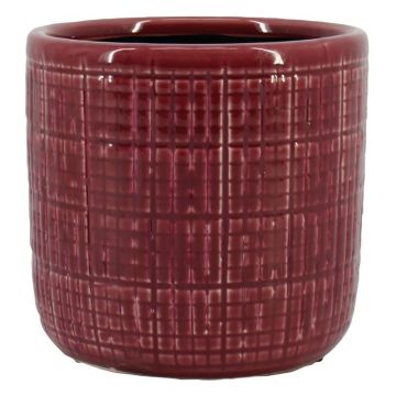 Übertopf RESCHADA, Keramik, Karomuster, rot, 12,5cm, Ø13,2cm