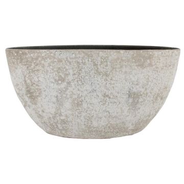Ovaler Blumentopf VEMIL aus Keramik, gesprenkelt, weiß, 49x20x25cm Ovaler Blumentopf VEMIL aus Keramik, gesprenkelt, weiß, 49x20x25cm