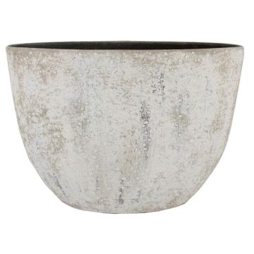 Ovaler Blumentopf VEMIL aus Keramik, gesprenkelt, weiß, 50x20x36cm Ovaler Blumentopf VEMIL aus Keramik, gesprenkelt, weiß, 50x20x36cm