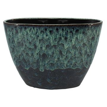 Ovales Pflanzgefäß ELIEL aus Keramik, gesprenkelt, schwarz-blau, 32x15x22cm Ovales Pflanzgefäß ELIEL aus Keramik, gesprenkelt, schwarz-blau, 32x15x22cm