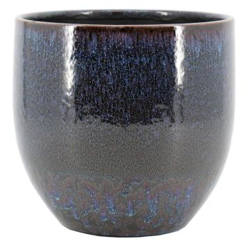 Pflanzgefäß ELIEL aus Keramik, gesprenkelt, schwarz-blau, 13cm, Ø14cm