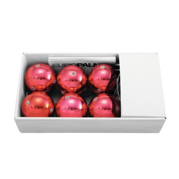 LED Weihnachtskugel ESTRELLA, 6 Stück, glänzend rot, Ø6cm