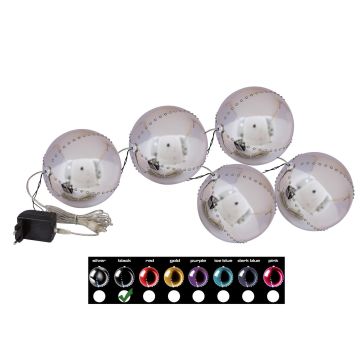 LED Weihnachtskugel LUVELIA, 5 Stück, glänzend schwarz, Ø8cm