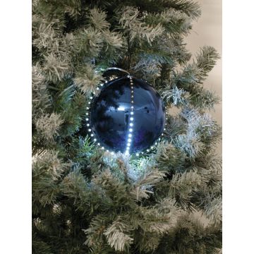 LED Weihnachtskugel LUVELIA, 5 Stück, glänzend dunkelblau, Ø8cm