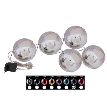 LED Weihnachtskugel LUVELIA, 5 Stück, glänzend dunkelblau, Ø8cm
