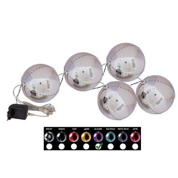 LED Weihnachtskugel LUVELIA, 5 Stück, glänzend lila, Ø8cm