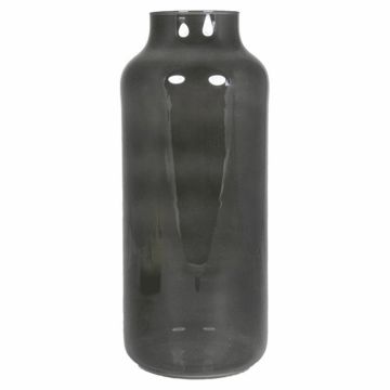 Blumenvase SIARA aus Glas, schwarz-klar, 35cm, Ø15cm