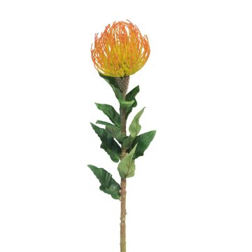 Künstliche Blume Nadelkissen Protea XIFANG, orange-gelb, 75cm, Ø10cm
