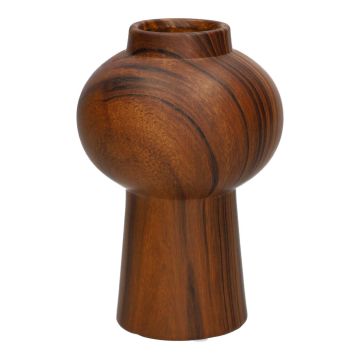 Deko Vase MARILLA in Holzoptik, Dolomit, braun, 15cm, Ø10cm