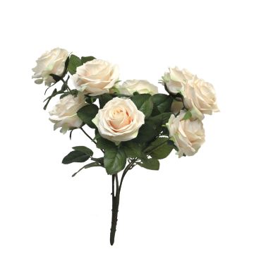 Künstliche Blume Rosenbusch KAILIN auf Steckstab, creme-rosa, 40cm