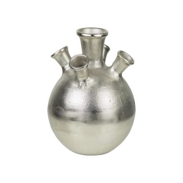 Tulpen Vase BELMIRA mit 5 Öffnungen, Aluminium, silber, 28cm, Ø20cm