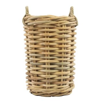 Runder Rattan Korb BENIGNO mit Henkel, braun, 52cm, Ø30cm