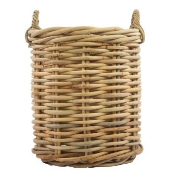 Runder Rattan Korb BENIGNO mit Henkel, braun, 59cm, Ø44cm